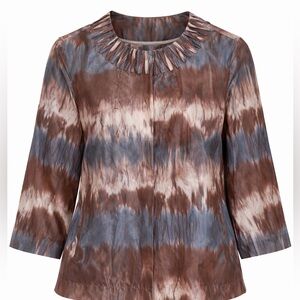 Chico’s Ombré Cropped Blazer Brown Blue‎ Statement Collar | Size 1 (M)